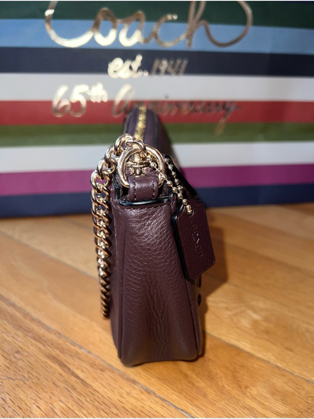 Coach Oxblood Floral Embroidered Large Leather Wristlet F11882 - Picture 8 of 14